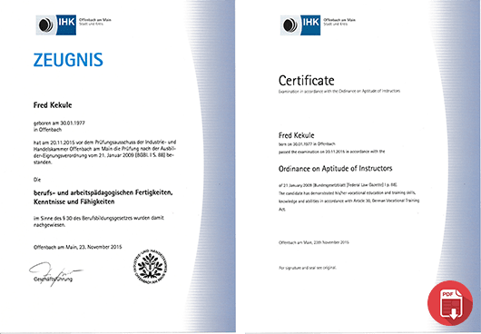 Ausbildereignung HFK Kekule GmbH - Fred Kekule