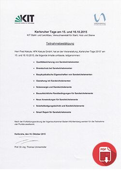 Zertifikat Smart Repair für Sandwichelemente Fred Kekule